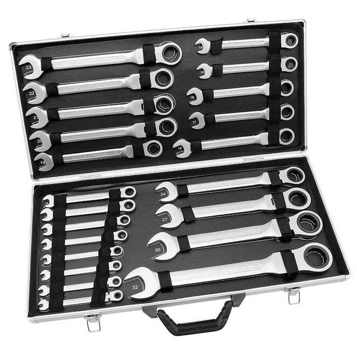 Set chei cu clichet, 22 bucati, 6-32 mm, argintiu