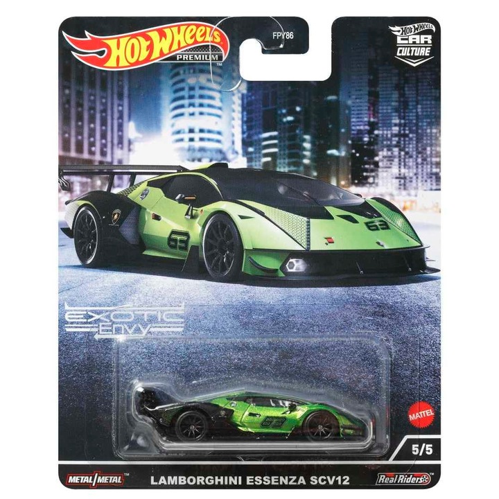 Masinuta Metalica Hot Wheels Lamborghini Essenza SCV12, Premium, Verde, 1:64