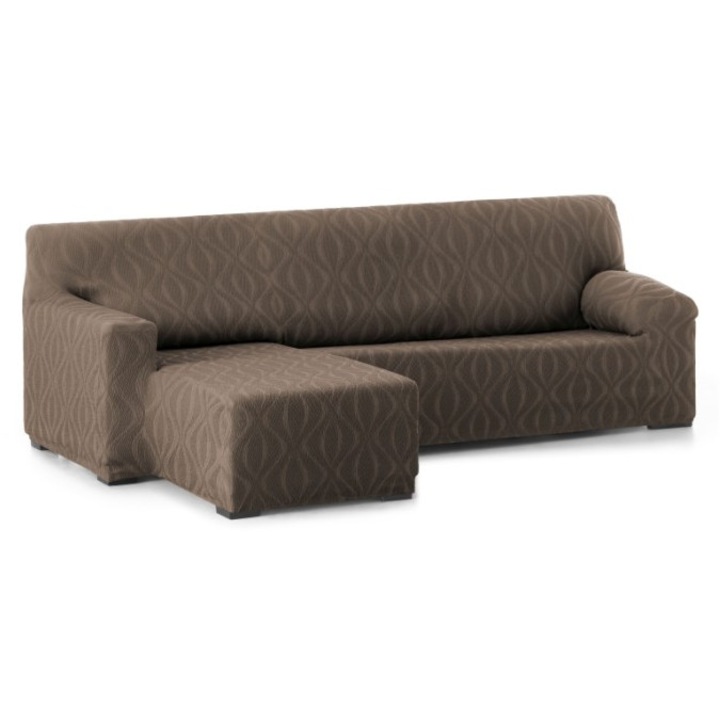 Husa elastica coltar stanga, jacquard, brat scurt, 250-310 cm, Eysa, Iria, C17 Maro