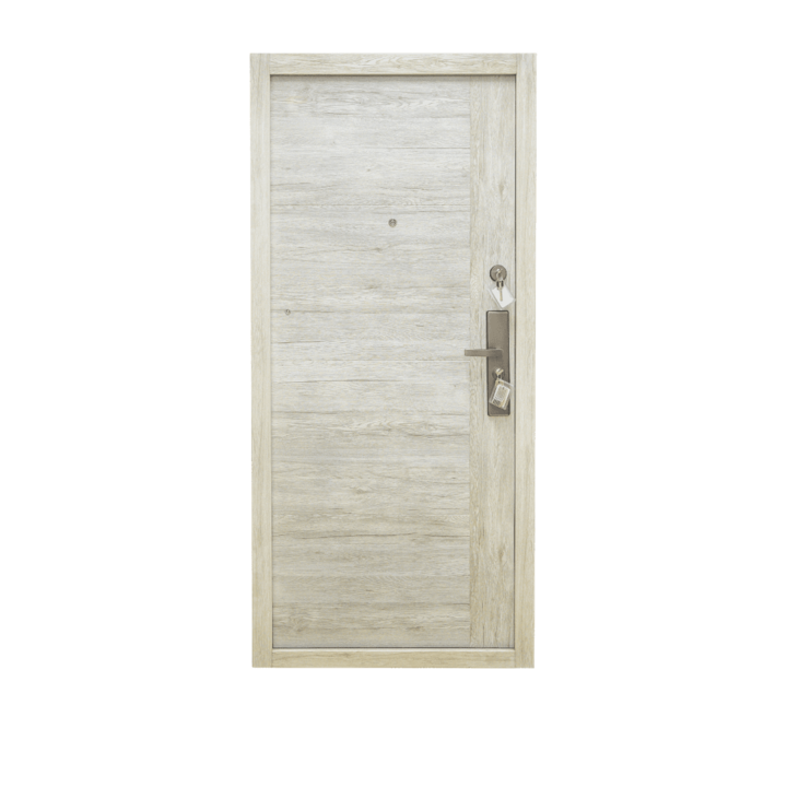 Usa metalica intrare apartament, culoare stejar inzapezit, deschidere stanga, 2050mm x 950mm