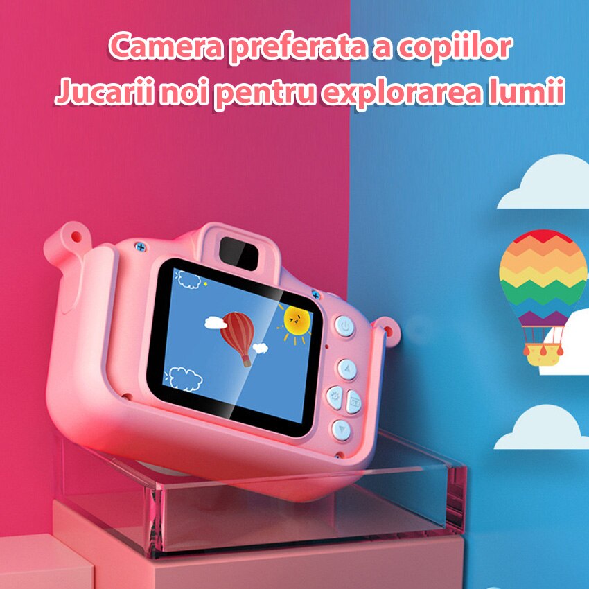 Camera foto copii, Chucai, 32GB SD card, Cu accesorii, Roz - eMAG.ro