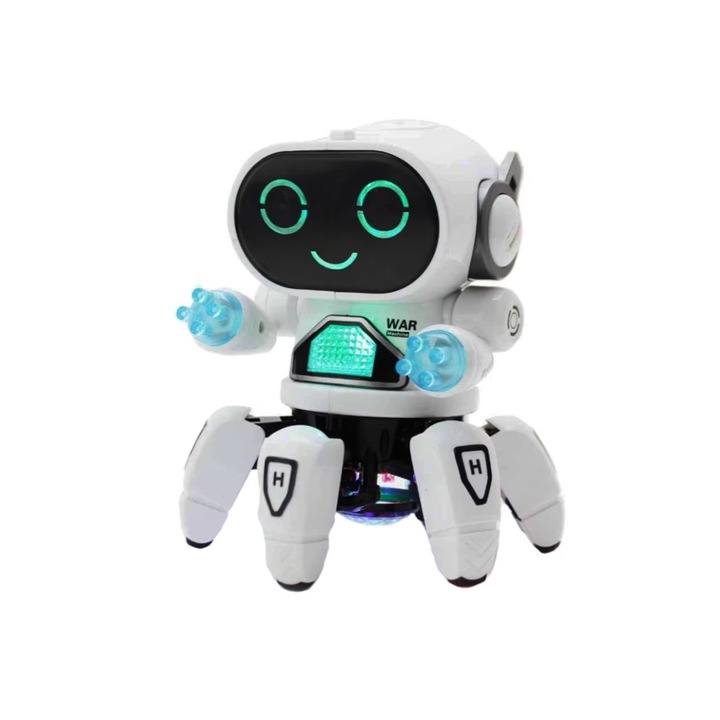 Интерактивен детски робот с LED, Бял, 17.5см