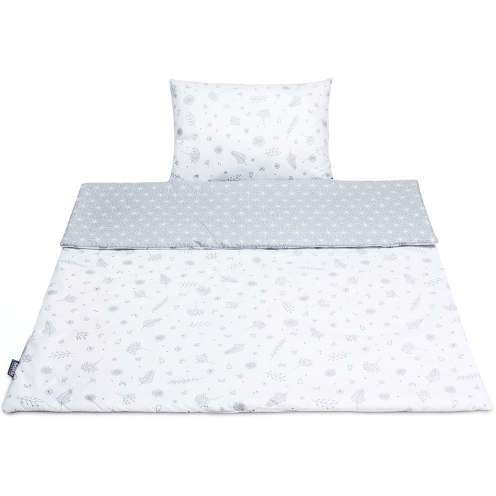 Set de lenjerie de pat bumbac pentru copii mici, husa pilota pentru copii 135x100 cm si fata de perna 60x40 cm star copse