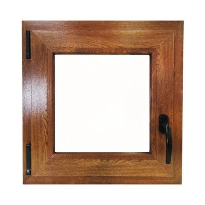 Fereastra PVC, Tamistef, 5 camere, 1 canat, stejar auriu, dubla deschidere stanga, 500x500