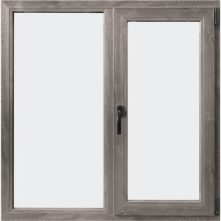 Fereastra PVC, Tamistef, 5 camere, 2 canate, stejar antik, dubla deschidere dreapta, 1150x1150