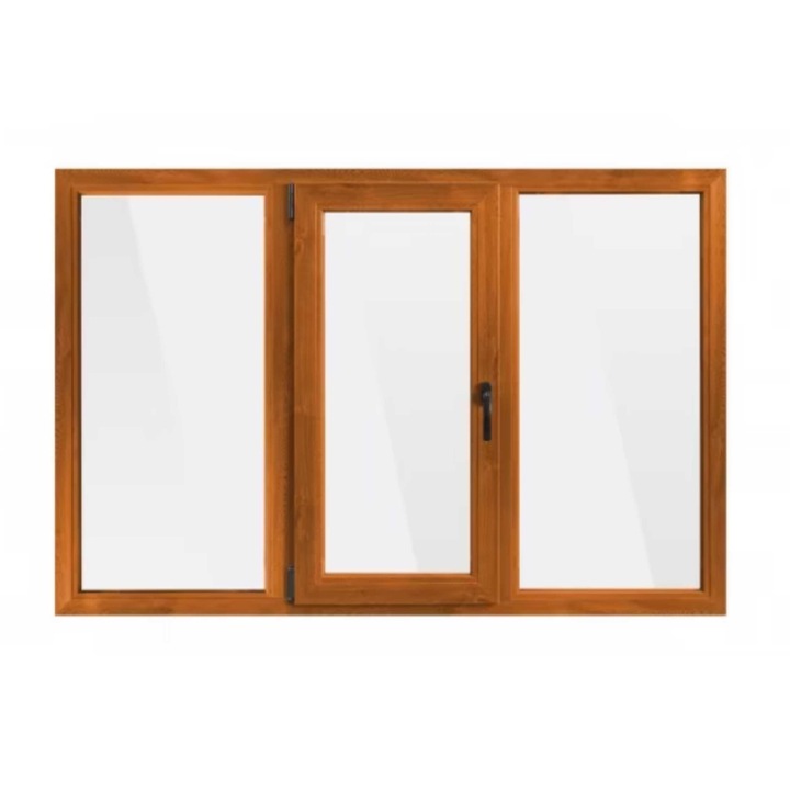 Fereastra PVC, Tamistef, 5 camere, 3 canate, stejar auriu, dubla deschidere stanga, 1800x1150