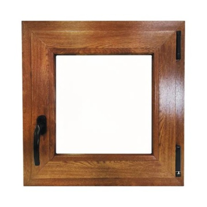 Fereastra PVC, Tamistef, 5 camere, 1 canat, stajar auriu, simpla deschidere dreapta, 500x500