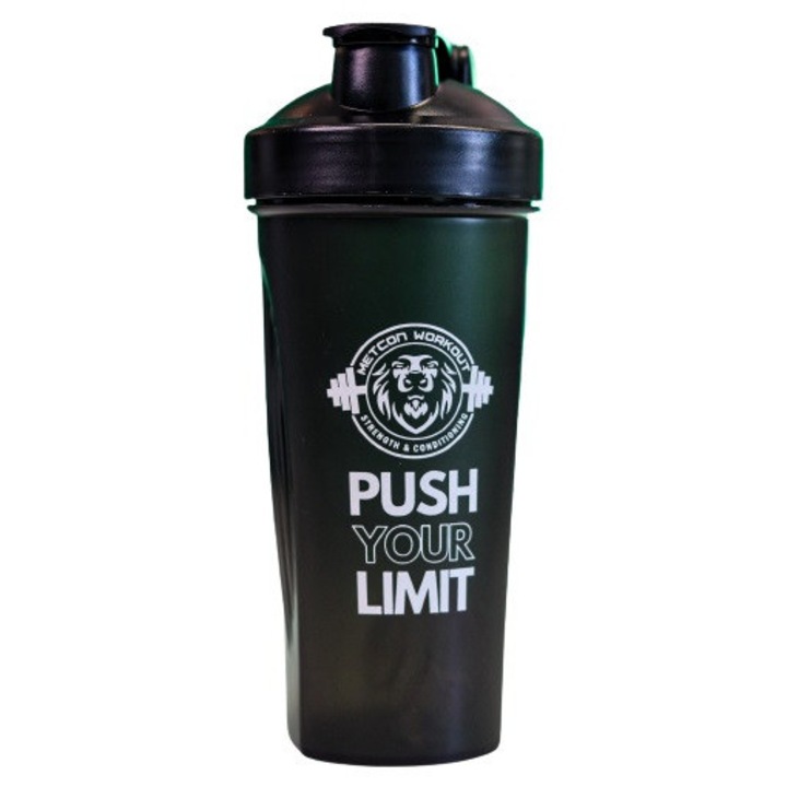 Шейкър за протеин Push your limit, Черен, 650 мл