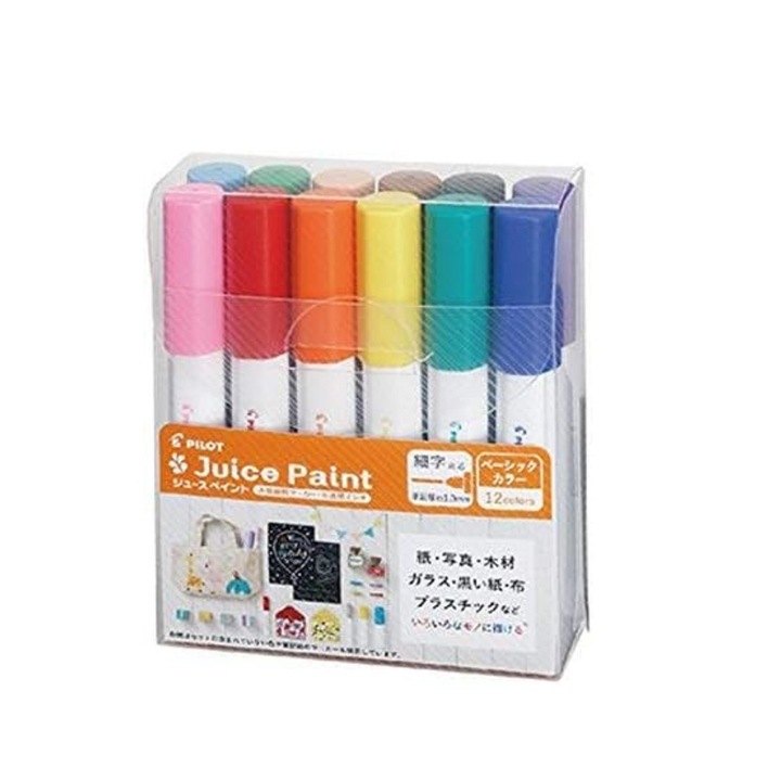 Комплект от 12 маркера Pilot Juice Paint, писалка с фин връх 1,0 mm, на водна основа, многоцветни