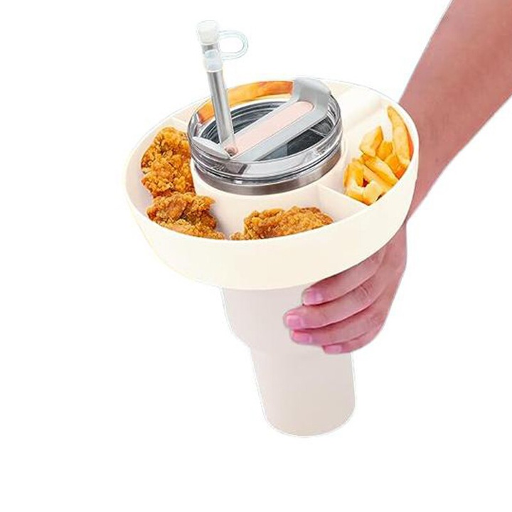 Bol pentru gustare, Chucai, Etans, Fara BPA, Plastic, Reutilizabil, Alb