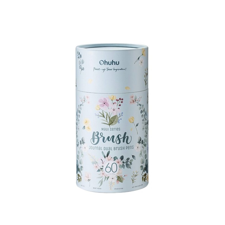 Set 60 Markere Ohuhu Maui Series, Baza Apa, Dual Tip, Brush Fineliner, Multicolor