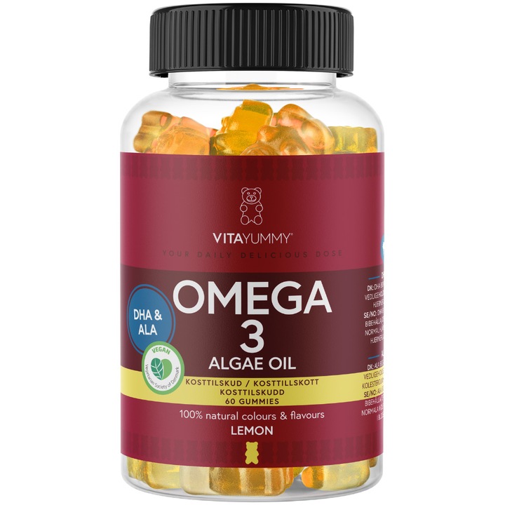Omega 3, Ursuleti Gumati Vegani Cu Aroma De Lamaie, Vitayummy, 60 Jeluri, 180g