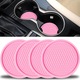 Set 4 suporturi/coastere pahare, Chucai, Usor de curatat, impermeabil si rezistent, PVC, 7 x 7 x 0.6 cm, Roz
