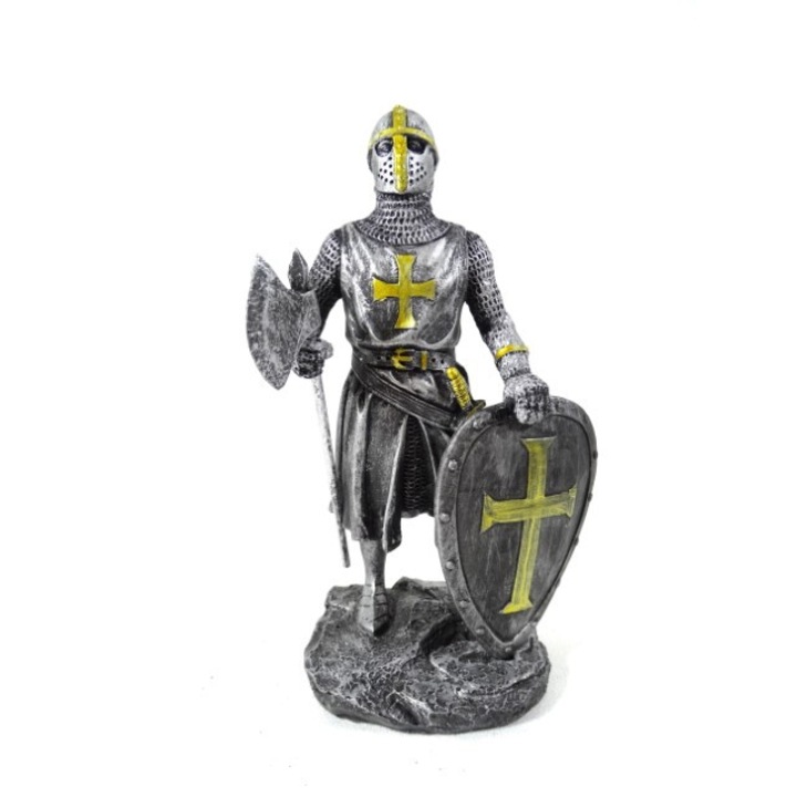 Lovagfigura, Giftdeco, MC-23079, Gyanta, 18 cm, Ezüst