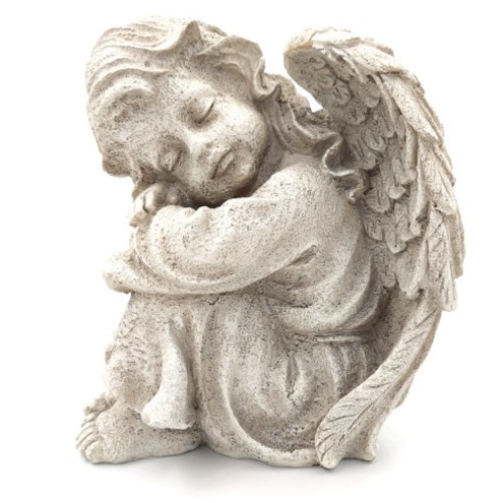 Angyalfigura a kertbe, Giftdeco, GD-379, Polirezin, 24 x 23 cm, Fehér