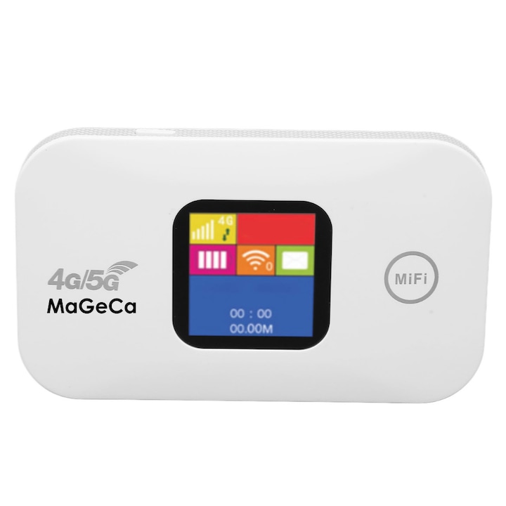 MaGeCa MF880 vezeték nélküli router, 4G LTE, 150 Mbps, színes kijelző, 2100 mAh akkumulátor, hordozható, fehér színű