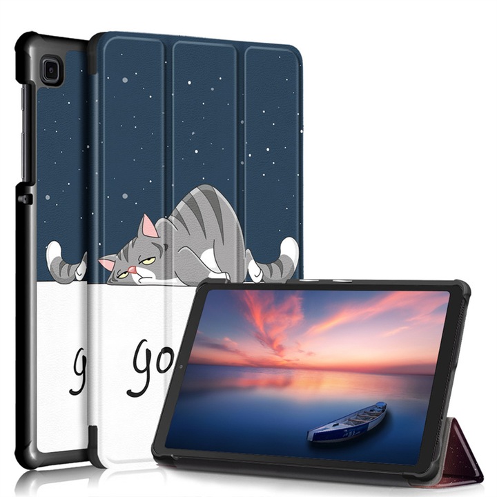 Husa Natty Pell Premium Smart Cover Slim pentru Samsung Tab A8 10.5 inch (2021) SM-X200 / X205 / X207 - Cats good night