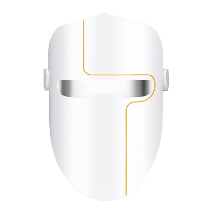 Masca faciala cu lumina LED, MaGeCa®, 3 culori, Terapie fotonica anti-acnee, Intretinerea si ingrijirea tenului, Eliminarea ridurilor, Intinerirea pielii, Alb