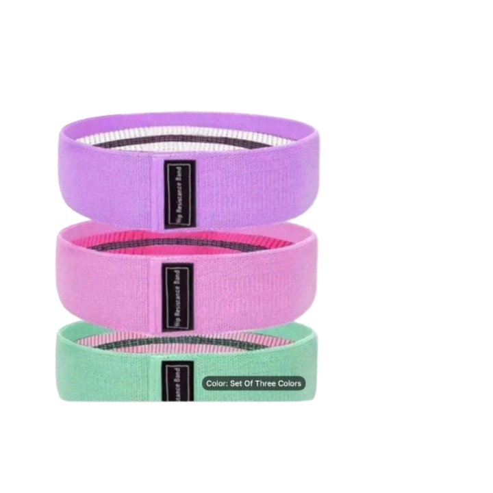 Banda elastica exercitii, set 3 bucati, perfecte pentru fese, picioare si exercitii pentru intregul corp, rezistenta usoara, medie sau grea, durabil si antiderapant - FITSTRAPS