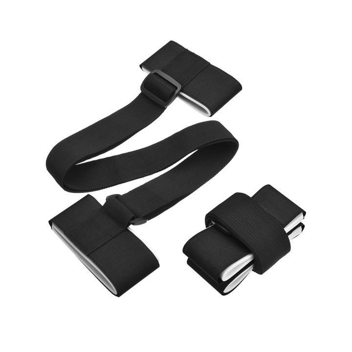 Set 2 Curele pentru Transport Placa Snowboard, Skateboard, Trepied, Ski, Banda de Fixare Ajustabila, Neopren, Negru
