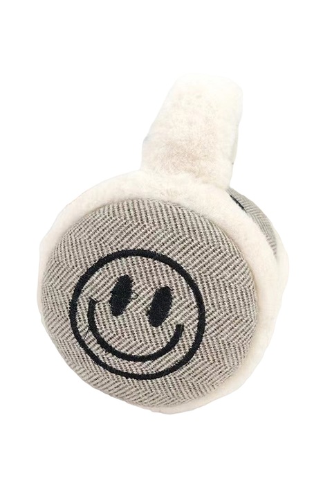 Védő fejhallgató hideg és szél ellen férfiaknak, hűvös összecsukható modell, puha és meleg, vidám téli mosoly téma, univerzális méret, krém, EFAYN