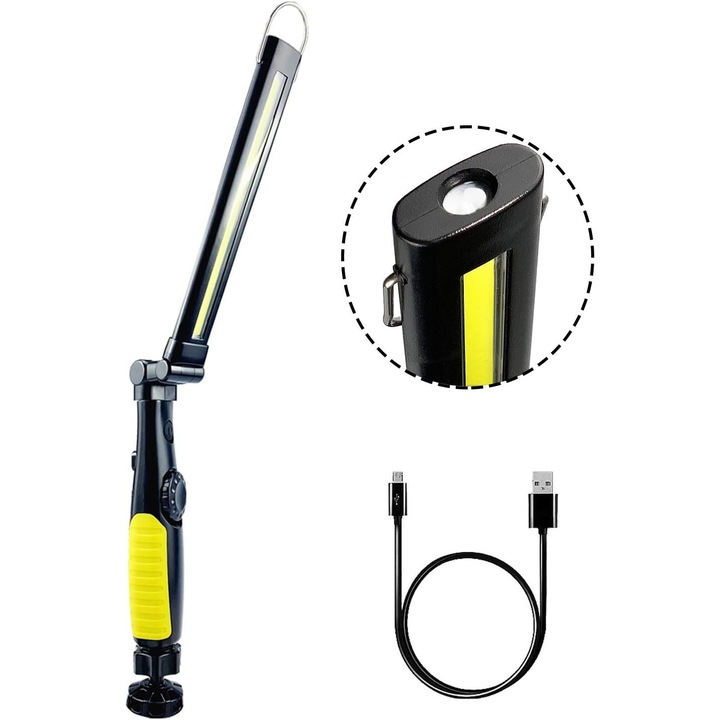 Lampa de lucru cu LED, pliabila, magnetica, 8W, 2200mAh, lumina alba