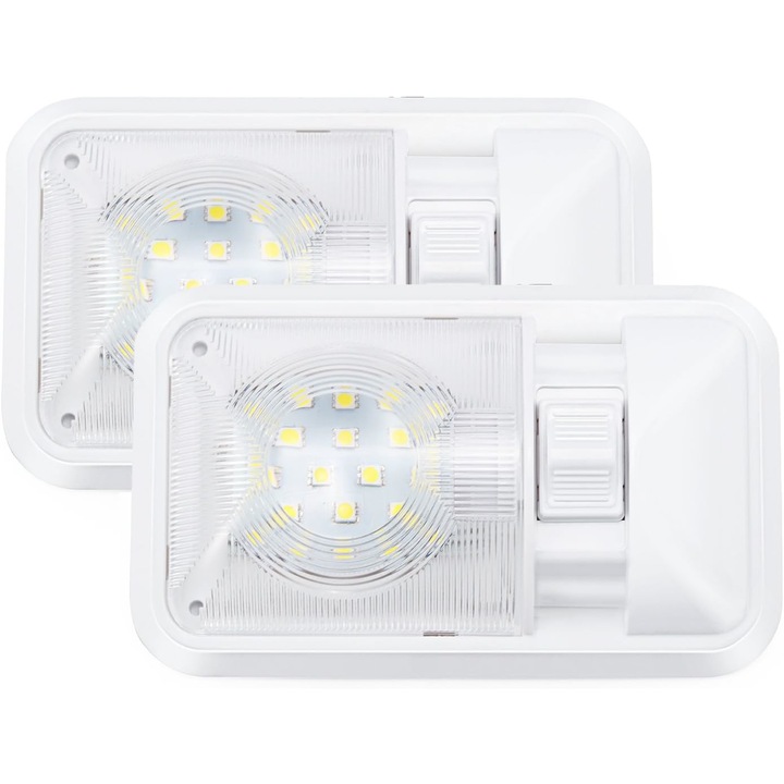 Set 2 lumini interioare LED, 4000-4500K, 640 LM, alb natural, 28.5x12.7x3.8cm, plastic