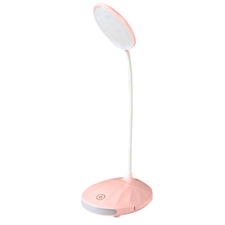 Veioza LED cu protectie oculara, roz, gat flexibil 360°, pentru birou