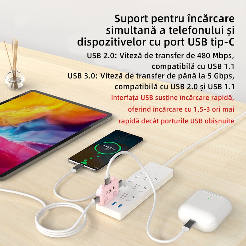 Докинг станция USB Type C, с три входа - 1*HDMI, 1*USB-C, 1*USB 3.0 ...