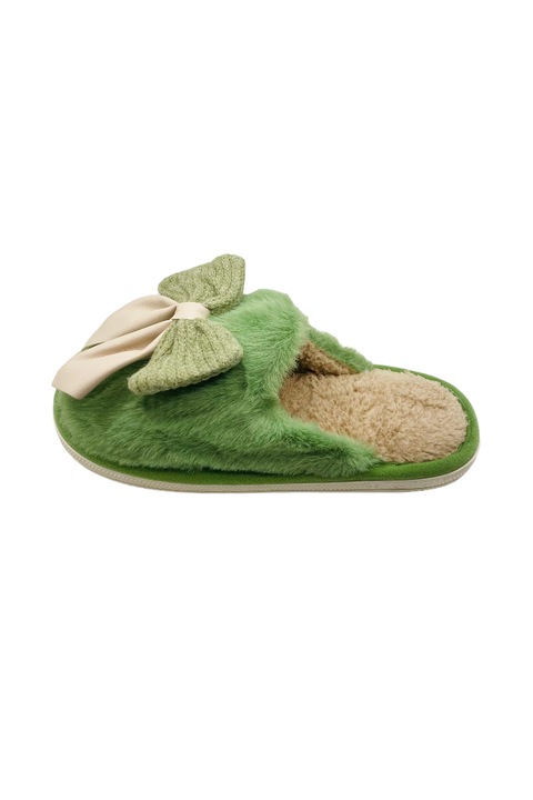 Пухкави домашни чехли за жени, TECOS, 3D принт с панделки, Зелен, 36-37