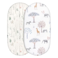 Pachet 2 cearceafuri pentru patut, Cearceaf carucior, Husa de bumbac cu elastic pentru salteaua de landou, 80x40cm, Multicolor