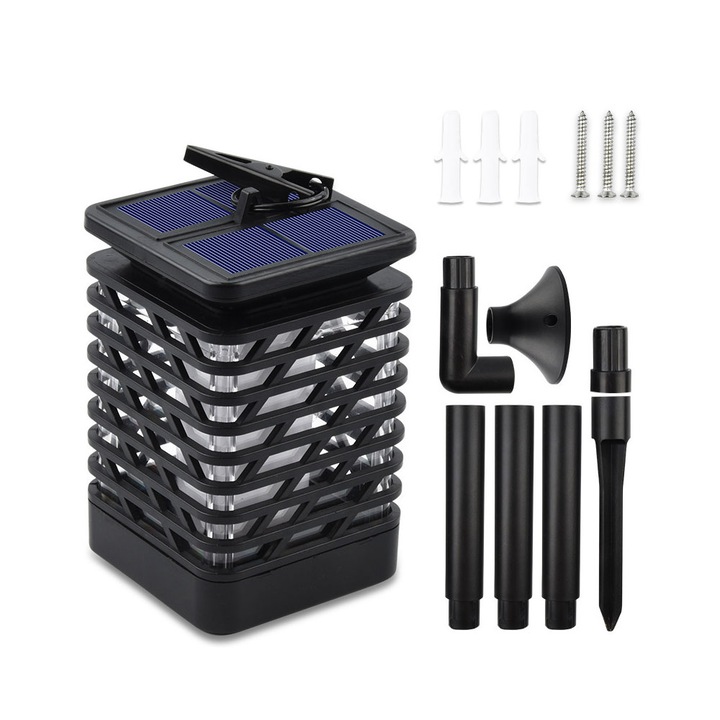 Set Lampi Solare Decorative, Efect Flacara Dansanta, Rezistente la Apa, Multifunctionale, Multicolor