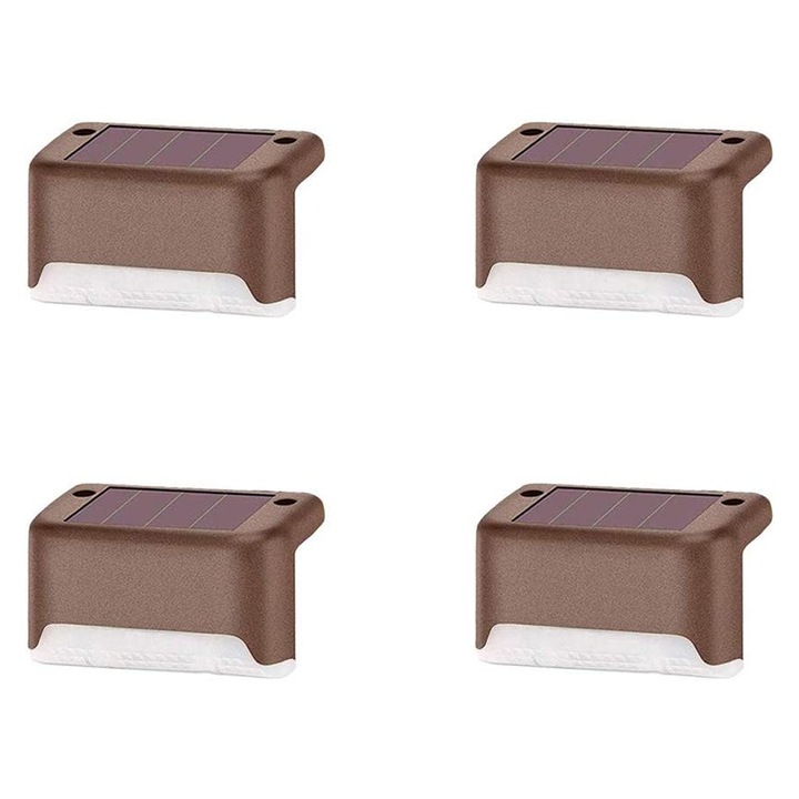 4 db. Napenergiás fedélzeti LED-es lépcsőlámpa lépcsőkhöz, teraszokhoz, kerti utakhoz, lépcsőfokokhoz és kerítésekhez