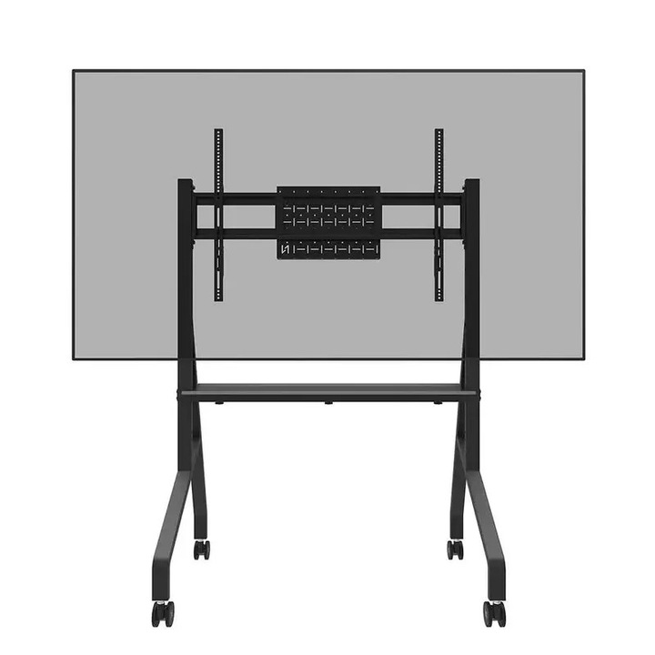 Stand mobil de podea Neomounts by Newstar, 55"-86", VESA 100x100~ 900x600, max 76kg, fix, inaltime reglabila manual 1060-1360mm (4 presetari), polita AV max 10kg, rack AV, management cabluri