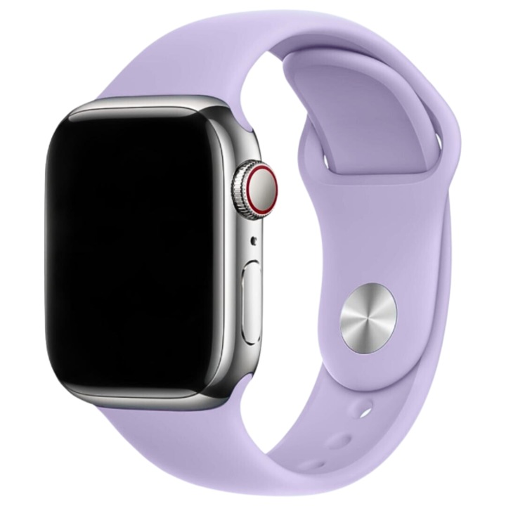 Силиконова каишка, съвместима с Apple Watch 2/3/4/5/6/7/8/9/10 42mm/SE, 38/40/41/42mm S/M, светло лилаво