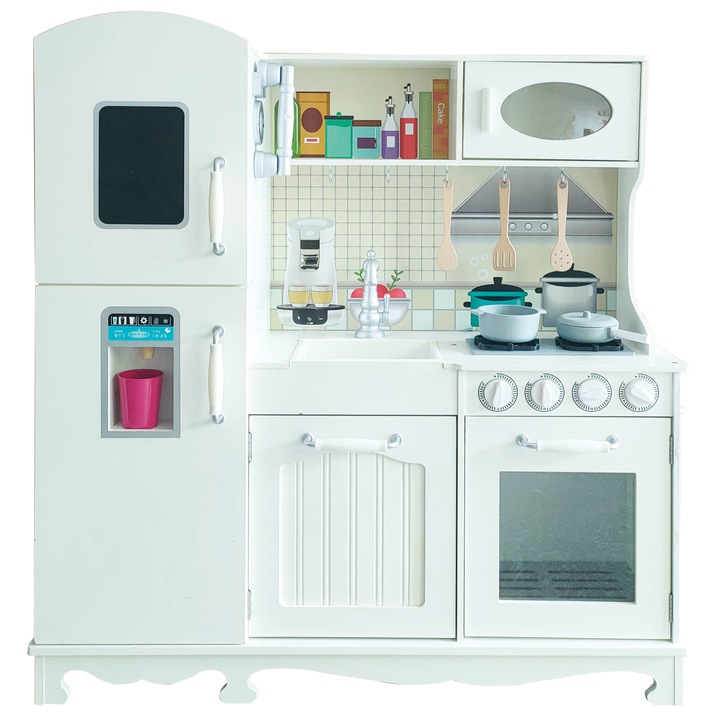 Bucatarie mare pentru copii Little Foodies, alba 103 x 97 x 33, 5 cm