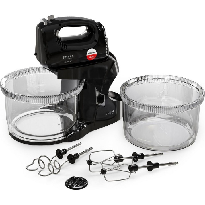 Mixer cu bol, Smapp, 580W, 3.3l, Negru