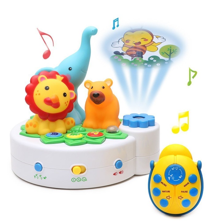 Proiector Muzical pentru Copii NOVOKIDS™ Musical Projection, Lampa de Veghe, Cu Muzica Clasica si Animalute, Bach, Chopin si Schubert