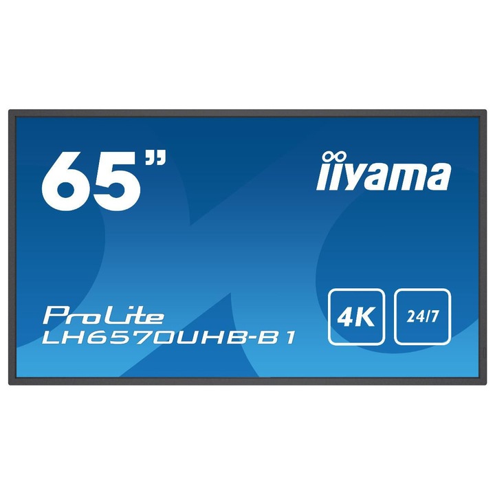 Monitor, Iiyama ProLite, 65", 4K UHD 3840x2160, 60 Hz, HDMI/USB, fekete