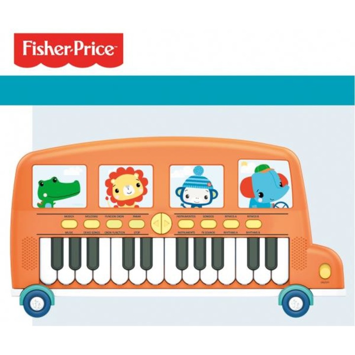 Fisher Price Bus elektronikus zongora gyerekeknek, 3 funkció, + 3 éves kortól, többszínű