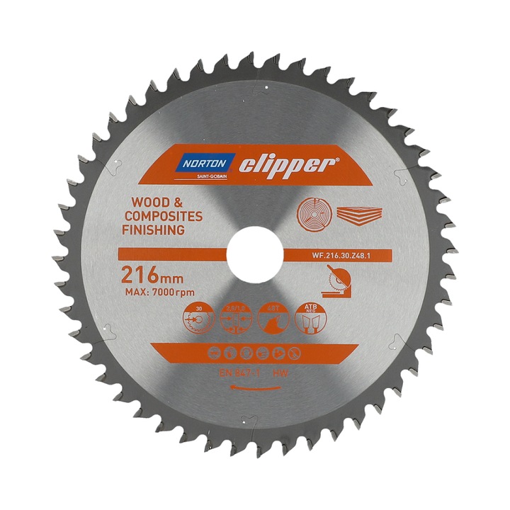 Disc, Norton Clipper, 7000 rpm, 48T, 216x30 mm
