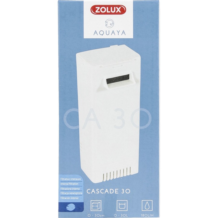 Filtru intern pentru acvariu, Zolux, Aquaya, Cascade 30, 0-30 litri, Alb