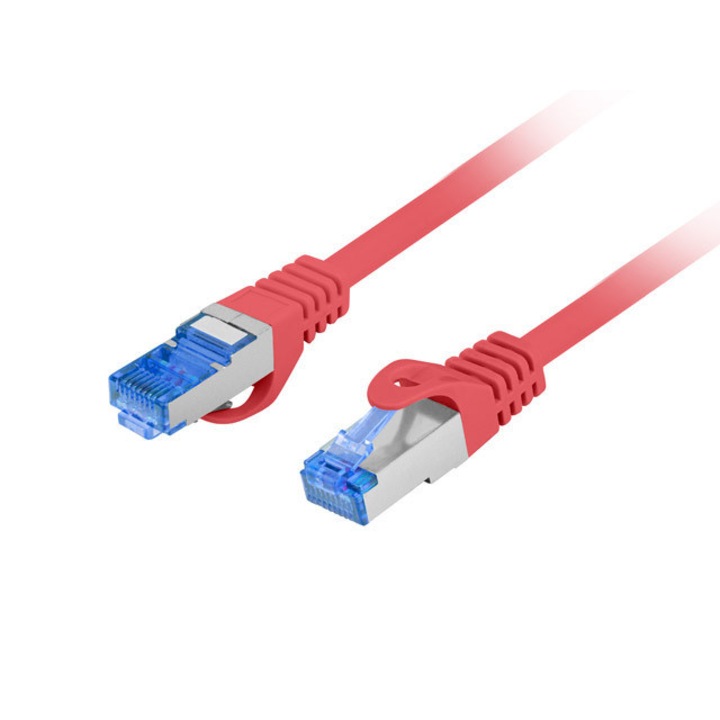 Cablu patchcord, LANBERG, CAT.6A, 0.25 m, Rosu