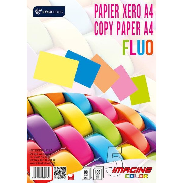 Hartie copiator, Interdruk, A4, 100 Foi, 5 Culori, Multicolor