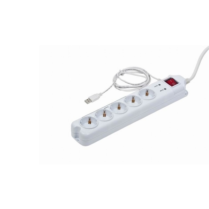 Prelungitor, Gembird, 5 prize, 1.8m, Alb