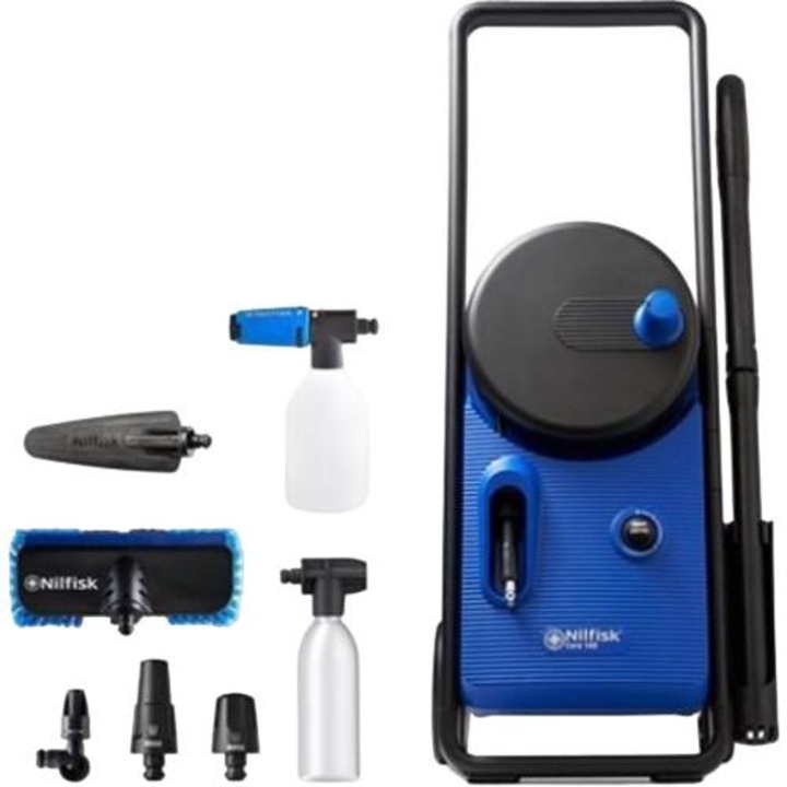Водоструйка Core 140 + 8 аксесоара, Nilfisk, 1.5 kW, 140 bar, 474 l/h, Син / Черен