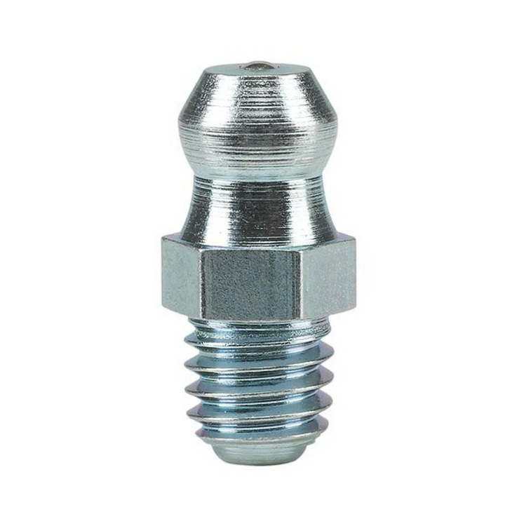Kúpos karmantyú zsírzópisztolyhoz, Pressol, Acél, H1 M6x1, Ezüst