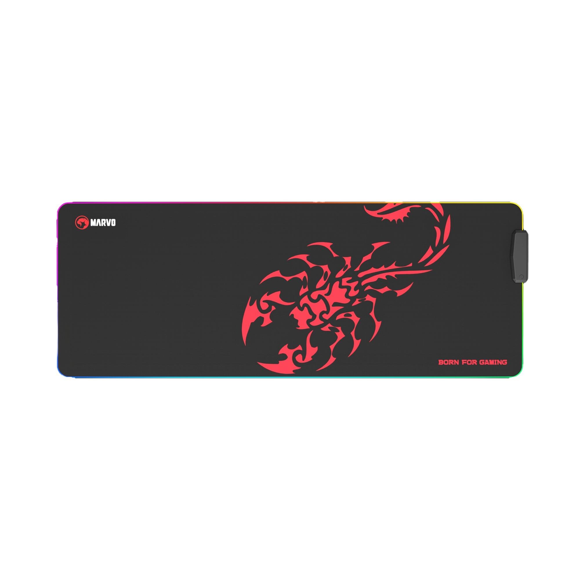 Mouse Pad gaming HautStore, RGB, LED, Baza din cauciuc antiderapant, 800 x  300 x 4mm, Negru 