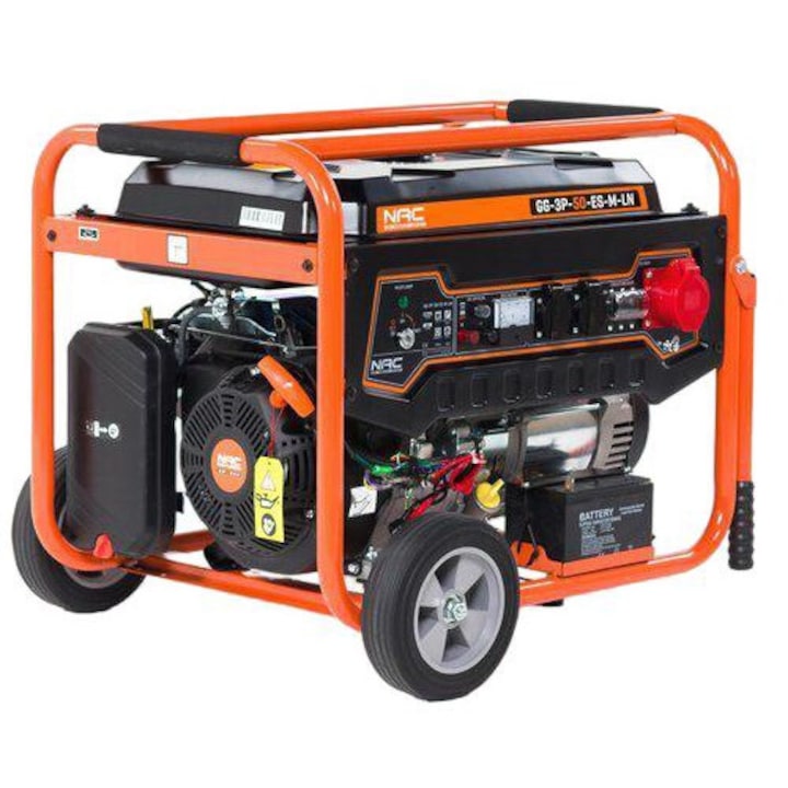 Generator electric portabil trifazat, NAC, 5.0kW, Benzina, 230V/400V, 90kg, Multicolor