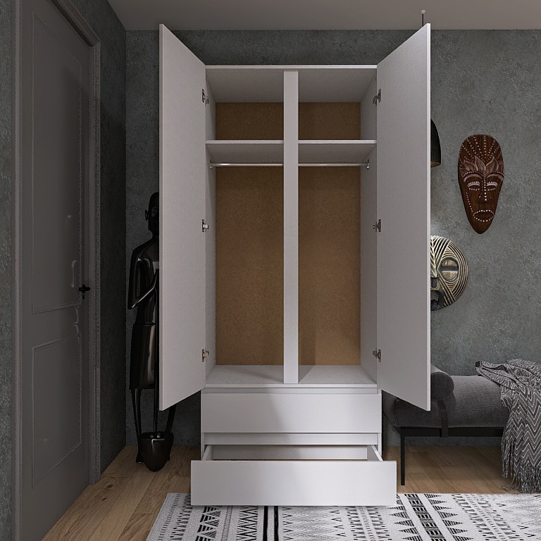 Двукрилен гардероб Еверест ШЛ-2 Лайт, Нимфеа Алба, 90x52x208 см - eMAG.bg